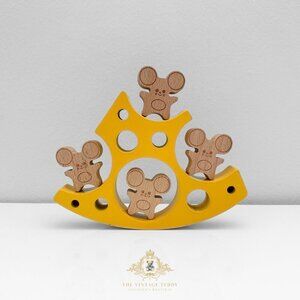 NWT Adorable Wooden Cheese & Mouse Stacking Toy Children’s Early Learning Toy